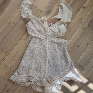 Zimmermann Cream Lace Romper